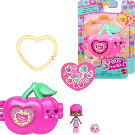 Polly Pocket frugtkompakt-sæt kirsebær med figurer og tilbehør