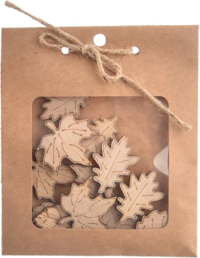 Blad i træ-look, beige (12 stk.)