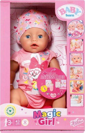 BABY born-dukke med magisk sut, pige 43 cm