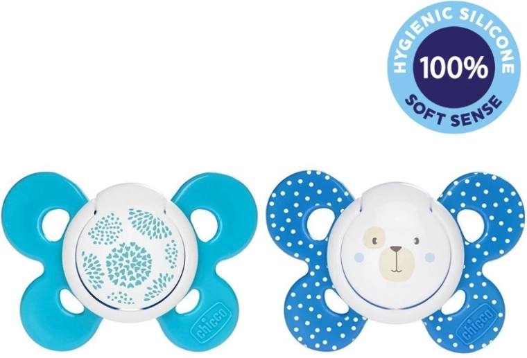 Chicco sut Physio Comfort silikone 6–16 m, blå motiver, 2 stk