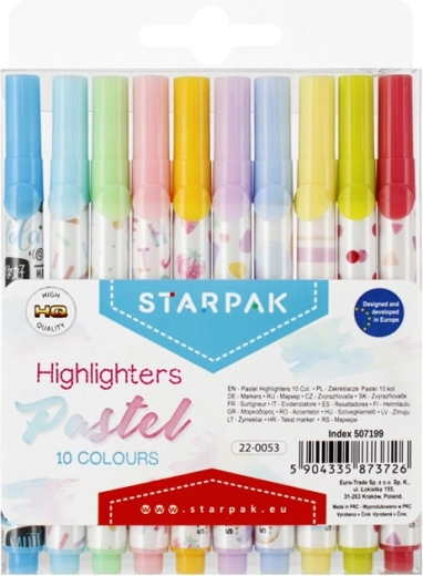 Pastelfarvede overstregningstuscher STARPAK – sæt med 10 stk.
