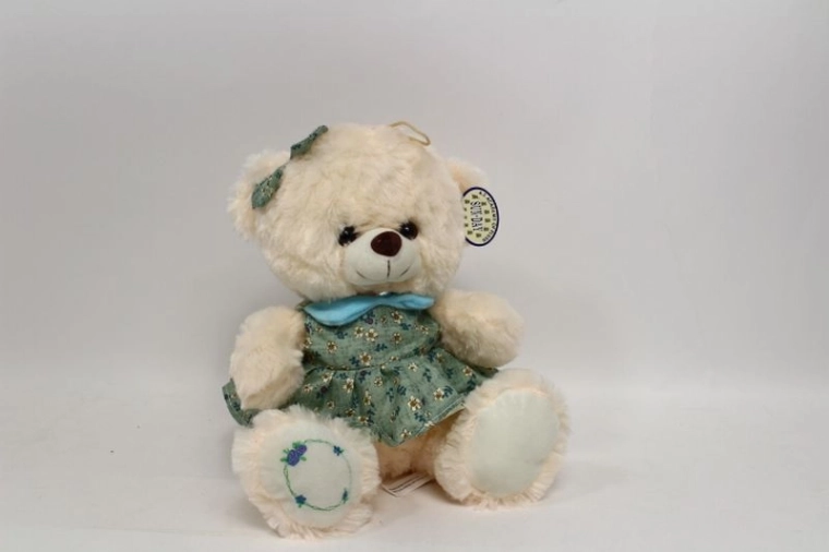 Plys-bamse i blomstrede kjoler 30 cm