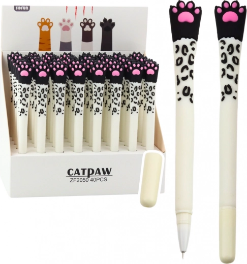 Gelpen Kattens Pote Blå Blæk Hvid Og Sort