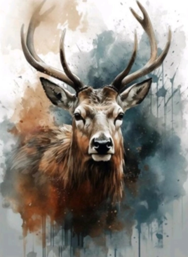 Diamantmaling – akvarel-hjort 30 × 40 cm