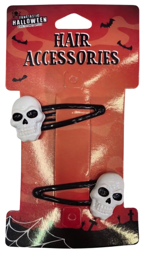 Halloween-hårspænder med kraniemotiv - 2 stk.