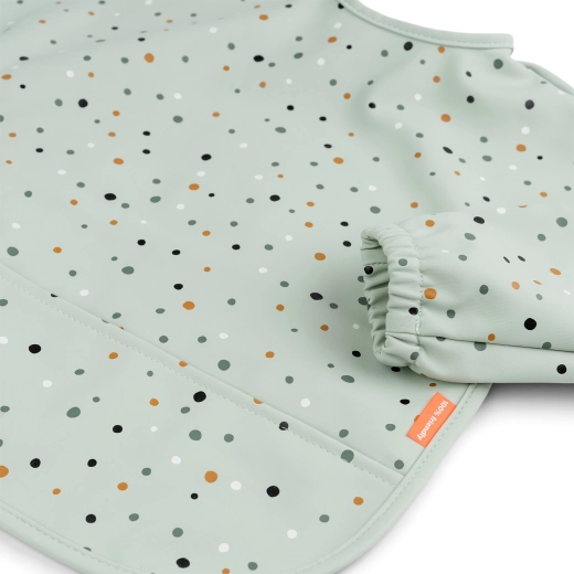 Done by Deer hagesmæk med ærmer og lomme Happy dots grøn