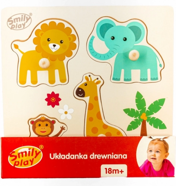 Træpuslespil med indsats med dyr