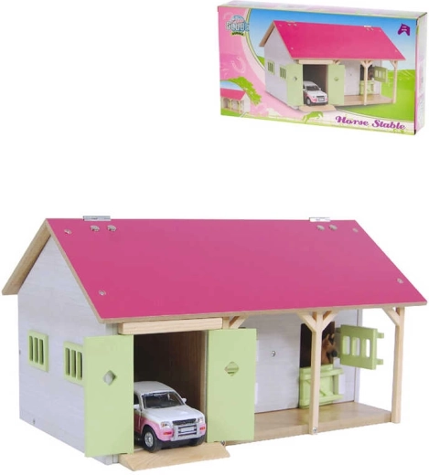 Træstald til heste med garage 34 × 22 × 19 cm