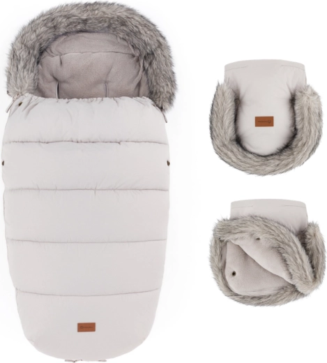 Petite&Mars vintersæt fodpose Comfy 4i1 + barnevognsluffer Furry champagne shower