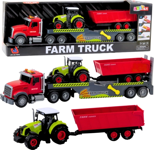 Sæt lastbil med traktor og trailer – lys og lyde, rød