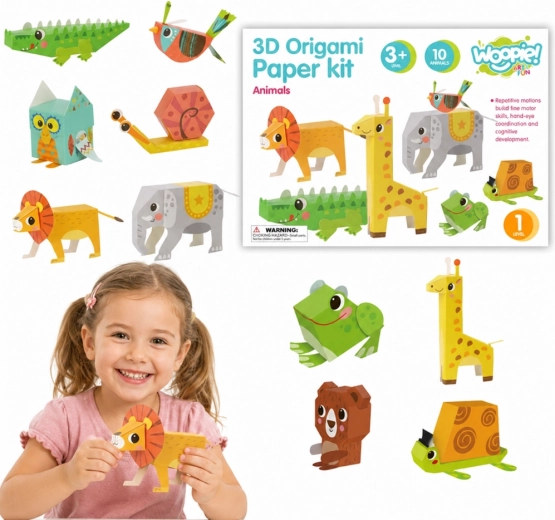 Kreativt sæt WOOPIE ART&FUN 3D-origamidyr – 10 dyr