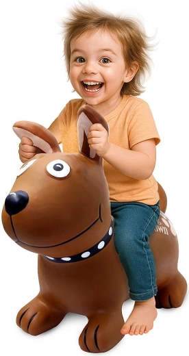 Hoppe-dyr hund brun HoppyDoo med pumpe