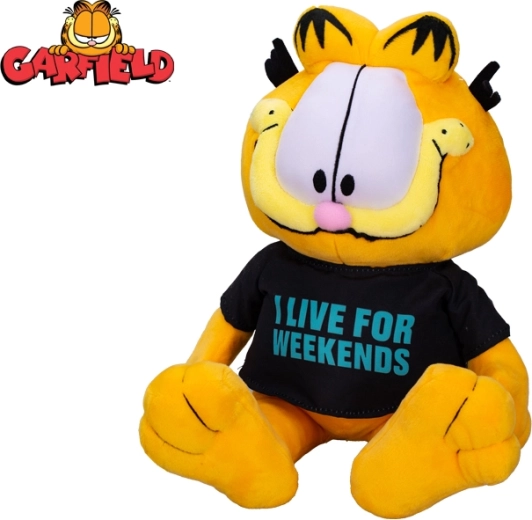 Plysbamse-kat GARFIELD 24 cm – siddende, T-shirt I live for weekends