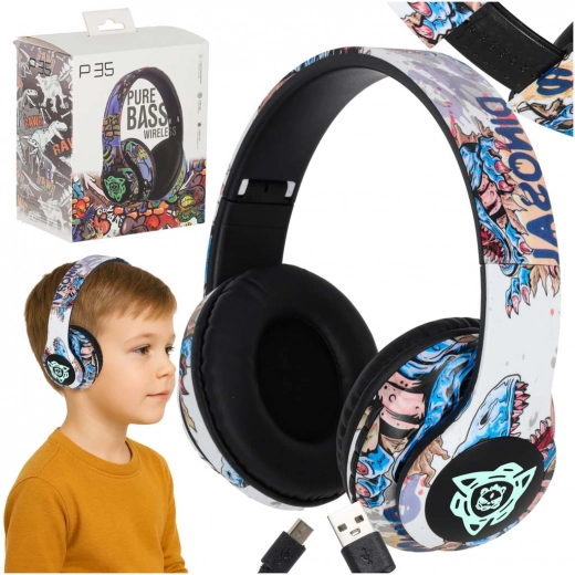trådløse over‑ear bluetooth-hovedtelefoner med rgb-belysning og micro sd