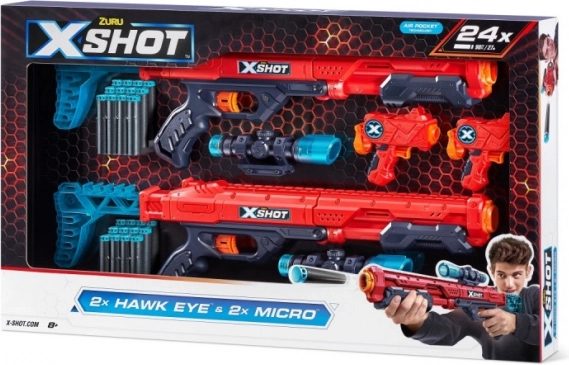 Sæt med blastere X-Shot Excel Hawk Eye og Micro