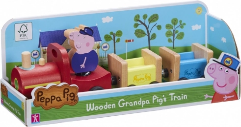 Trætog Peppa Pig med bedstefar Gris