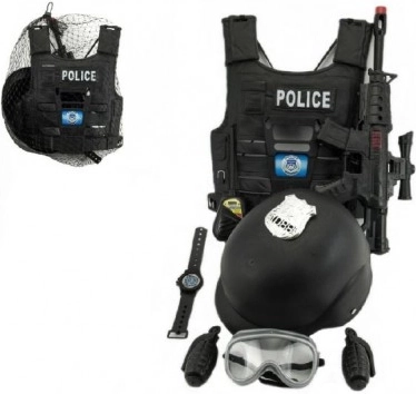Politisæt – pistol og hjelm med tilbehør, plast 38 cm