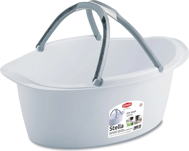 Oval plastikvask STELLA 60 × 40 cm, 25 l, med håndtag