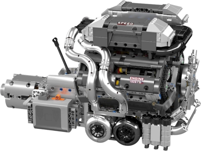 Realistisk V8-motor med gearkasse