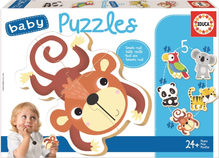 Educa baby puslespil Vilde dyr 5-i-1 (3–5 brikker)