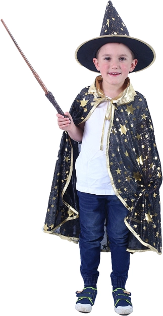 Børne magiker kappe med hat