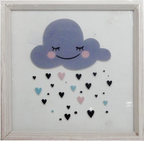 Billede med smilende sky 30 × 30 cm i ramme