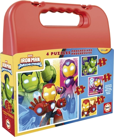 Puslespil i kuffert IRON MAN 4-i-1 (6, 9, 12, 16 brikker)