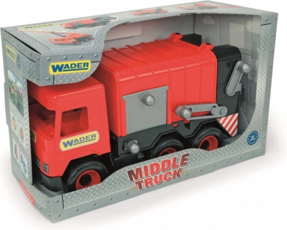 Rød skraldebil MIDDLE TRUCK i æske fra WADER