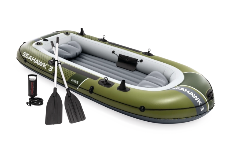 Oppustelig båd INTEX Seahawk 3 med sæder, årer og pumpe