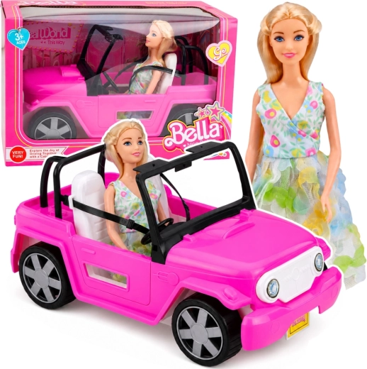 Bella-dukke med lyserød cabriolet (30 cm)