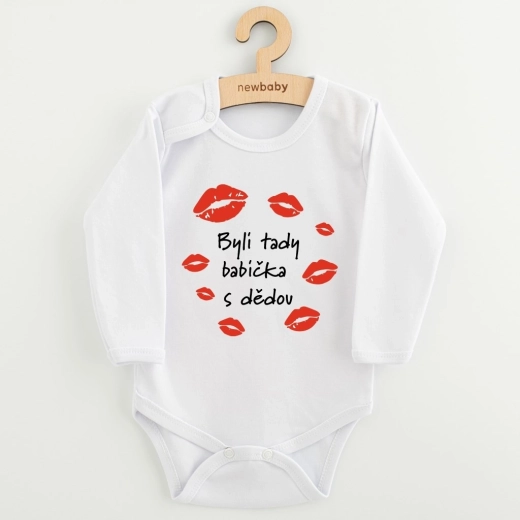 Babybody med print New Baby – bedstemor og bedstefar var her, langærmet