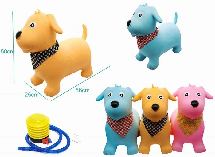 Oppustelig hoppehund i gummi med pumpe