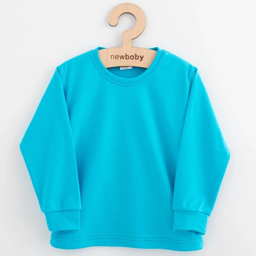 Børne bomulds T-shirt med lange ærmer New Baby Kindergarten turkis 116