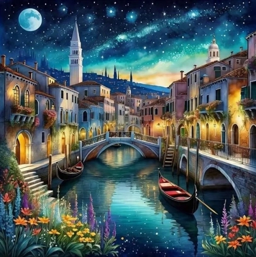 Norimpex mal efter tal Venedig om natten 40 × 50 cm
