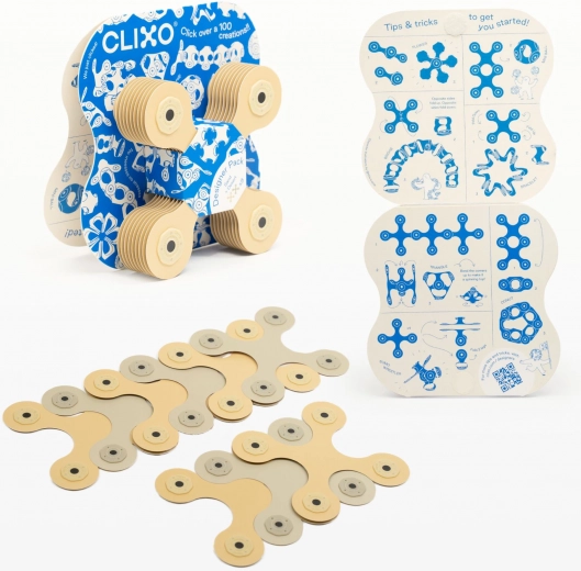 clixo designer beige og grå magnetisk byggesæt 9 stk