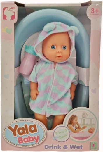 Tissende babypuppe med badekar