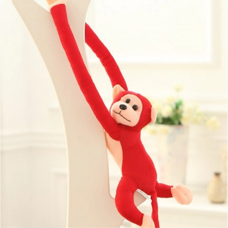 Plysbamse-abe med lyd rød 80 cm