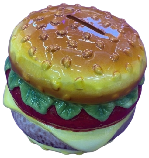 Keramisk sparebøsse hamburger