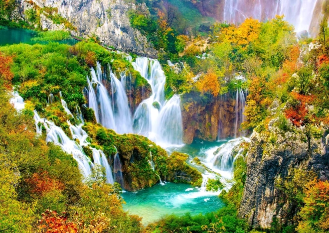 Puslespil ENJOY Plitvice-vandfaldene om efteråret – 1000 brikker