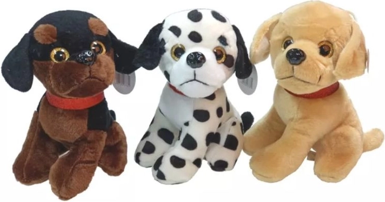 Plys-hund med rødt halsbånd 30 cm