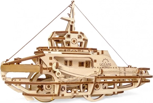 Ugears mekanisk træpuslespil bugserbåd