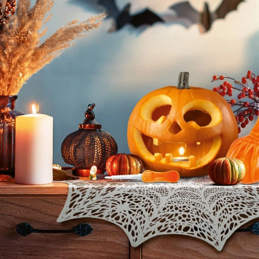 Halloween-edderkoppedug, sølvfarvet, 37 cm
