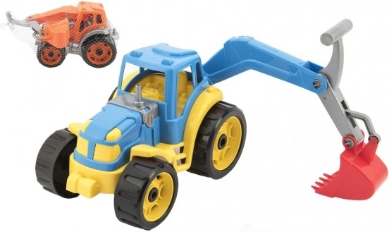Traktor med grave-skopa i plast 16x24 cm 2 farver i net