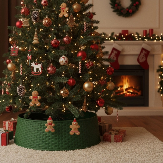 Grønt skjul til juletræsfod