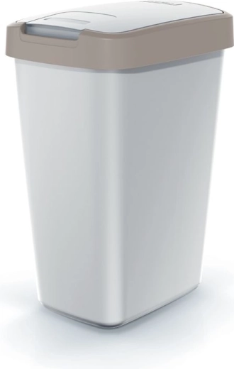 Affaldsspand Compacta Q Flap 12 l, askefarvet med lysebrunt låg