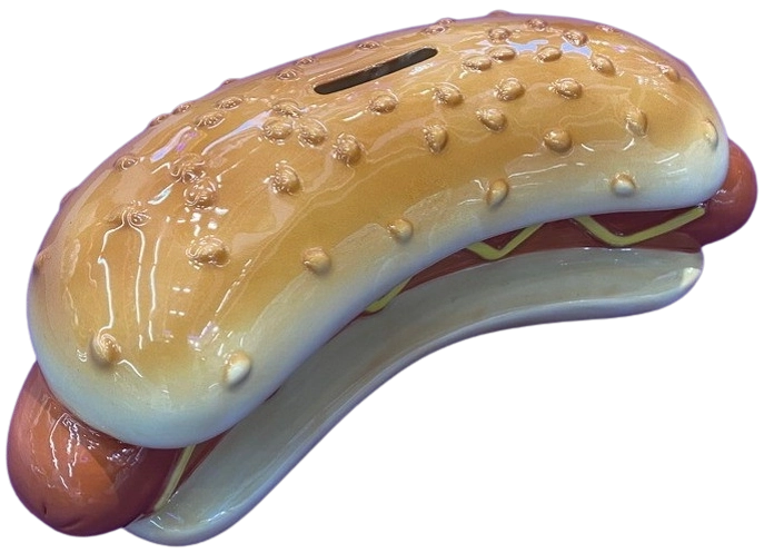 Keramisk sparebøsse hotdog