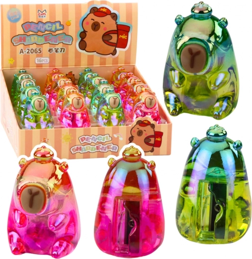 Farverigt blyantspidser formet som en kapybara