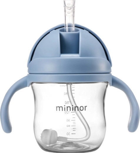 Mininor flaske med sugerør tritan sky blue - 1 stk.