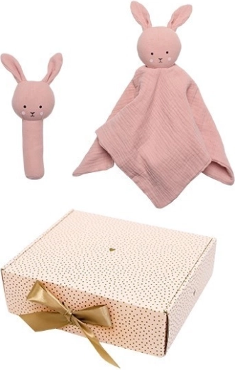 Jabadabado gavesæt til baby med nusseklud og rangle Bunny pink