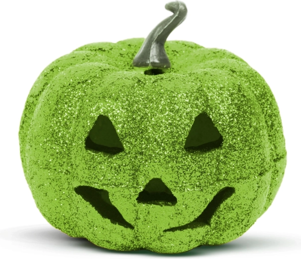 Halloween RGB LED-dekoration i skum – grøn græskar, 11 cm